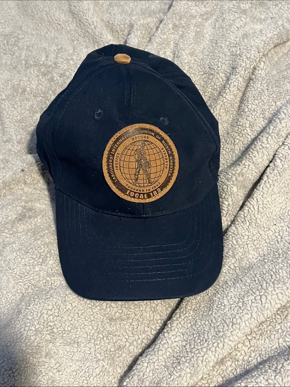 Black Baseball Cap with Brown Leather Patch - Unbranded